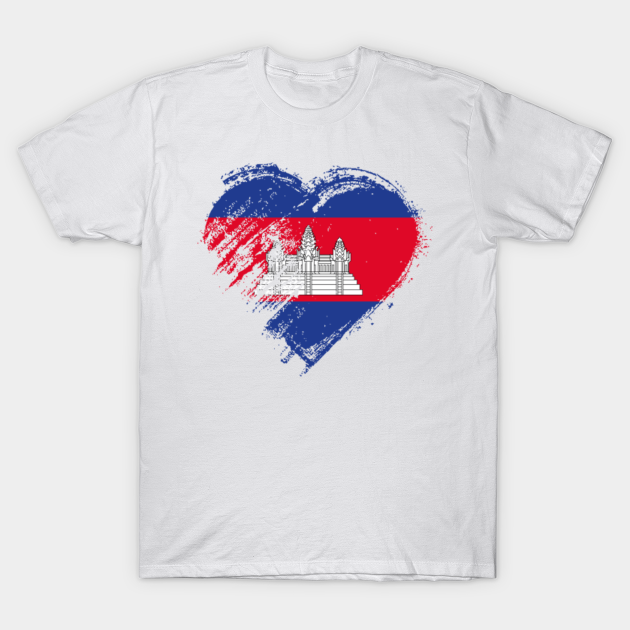 Grungy I Love Cambodia Heart Flag